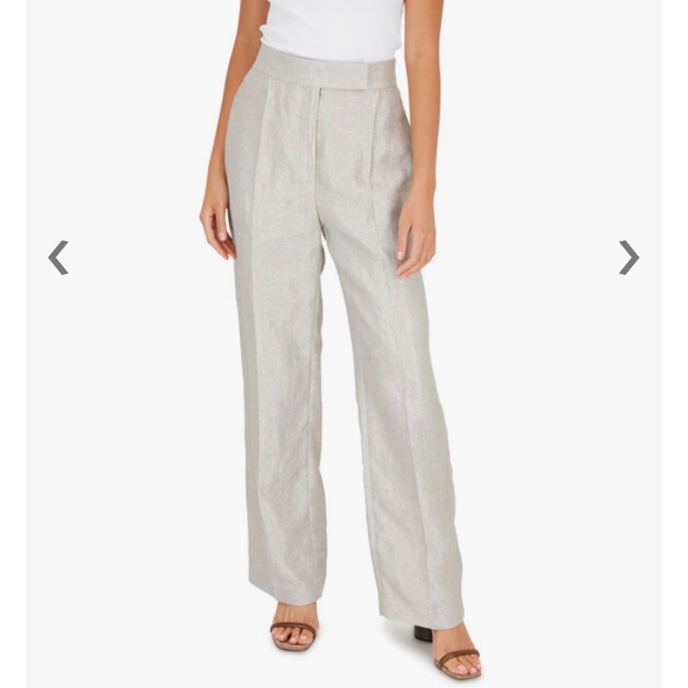 Brunello Cucinelli Silver Linen Pleated Pants Women’s US Size 2